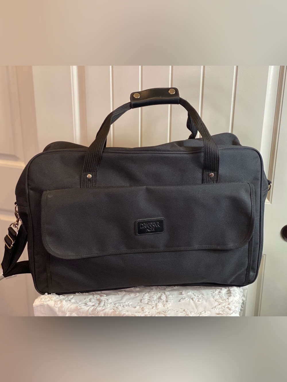 Oversized Drake Black Men’s Duffel Bag with Front Flap Pocket